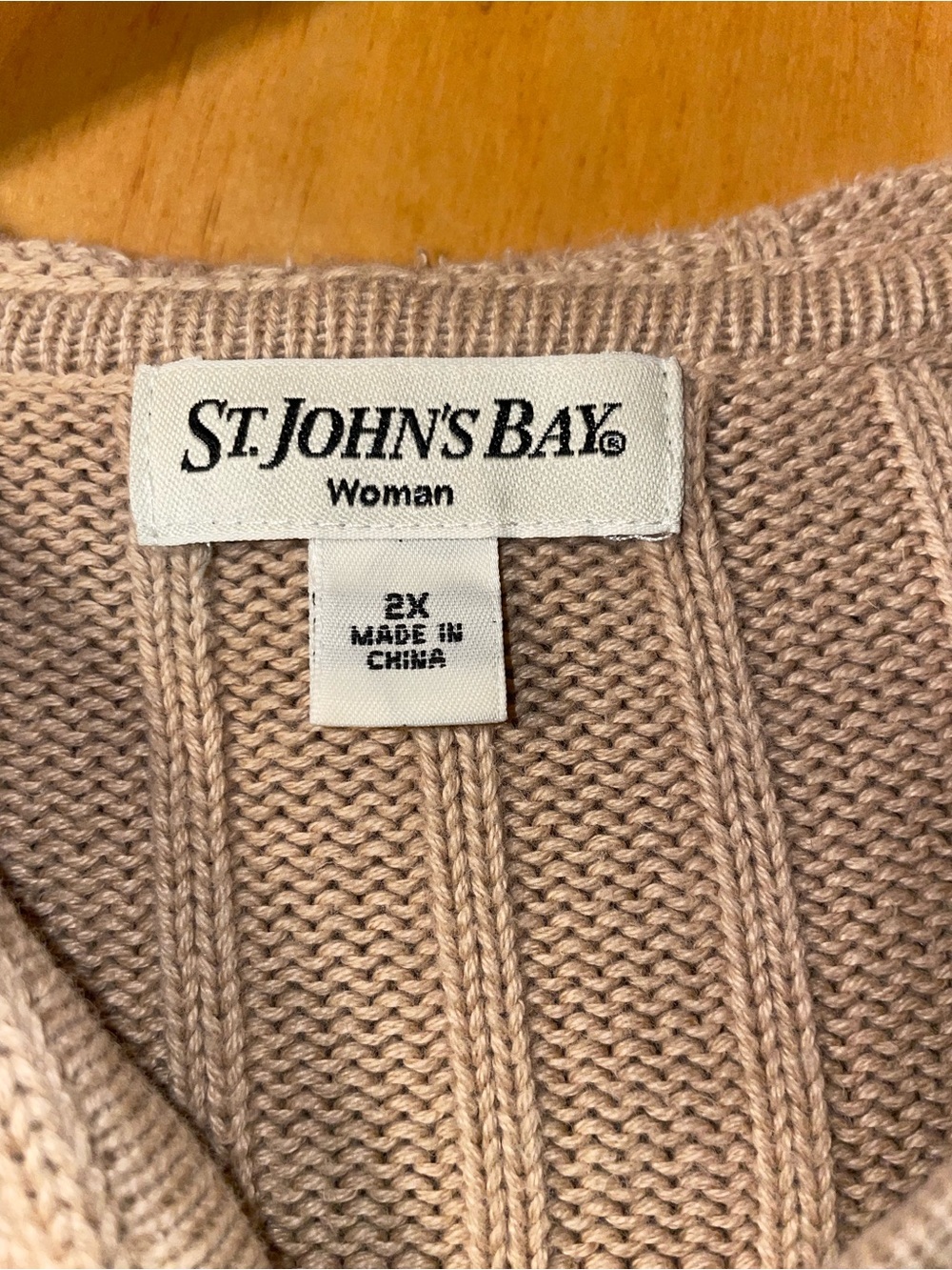 St. John's Bay Women's Cable-Knit Hooded Zip Cardigan - Beige - Picture 4 of 5
